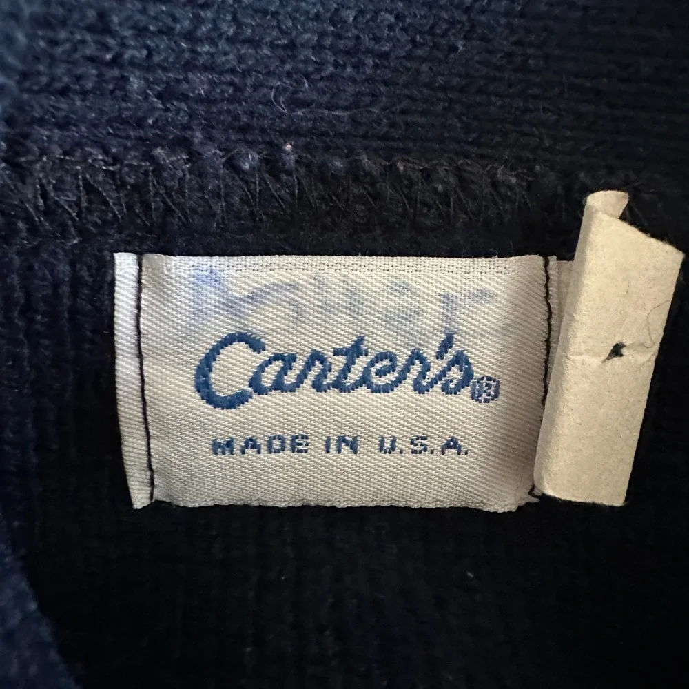 Vintage Carters Toddler Navy Blue Geometric Fair Isle Cardigan Sweater 2T USA